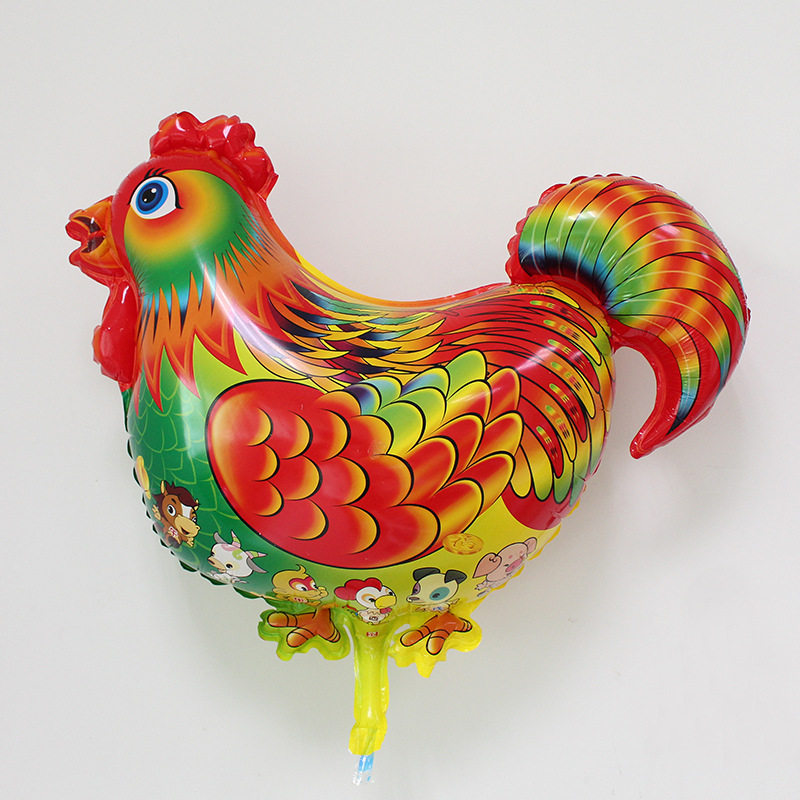 彩色大公鸡铝膜气球 生日卡通造型铝箔 结婚婚房布置装饰用品