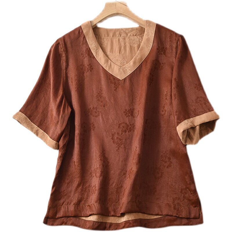 清仓花罗双面穿真丝香云纱上衣暗花纹镂空萝透气桑蚕丝红云纱t桖