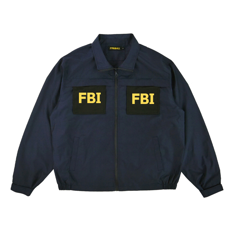 美式FBI探员衣服复古工装识别夹克男外套执法风衣冬季棉衣飞行员