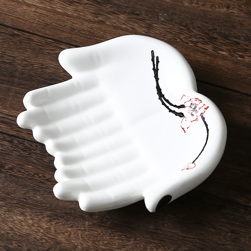 佛手盘餐厅复古手绘陶瓷盘子酒店莲花餐具意境私房菜火锅装饰菜盘