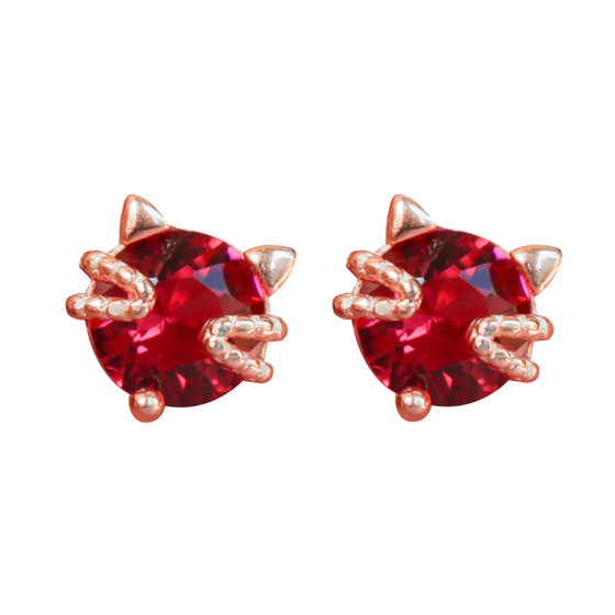Cute earrings who do n’t need to pick up sterling silver do n’t need to pick up the female small temperament red simple cat nourishing ear pierced earrings jewelry Cute earrings who do n’t need to pick up sterling silver do n’t need to pick up the female small temperament red simple cat nourishing ear pierced earrings jewelry