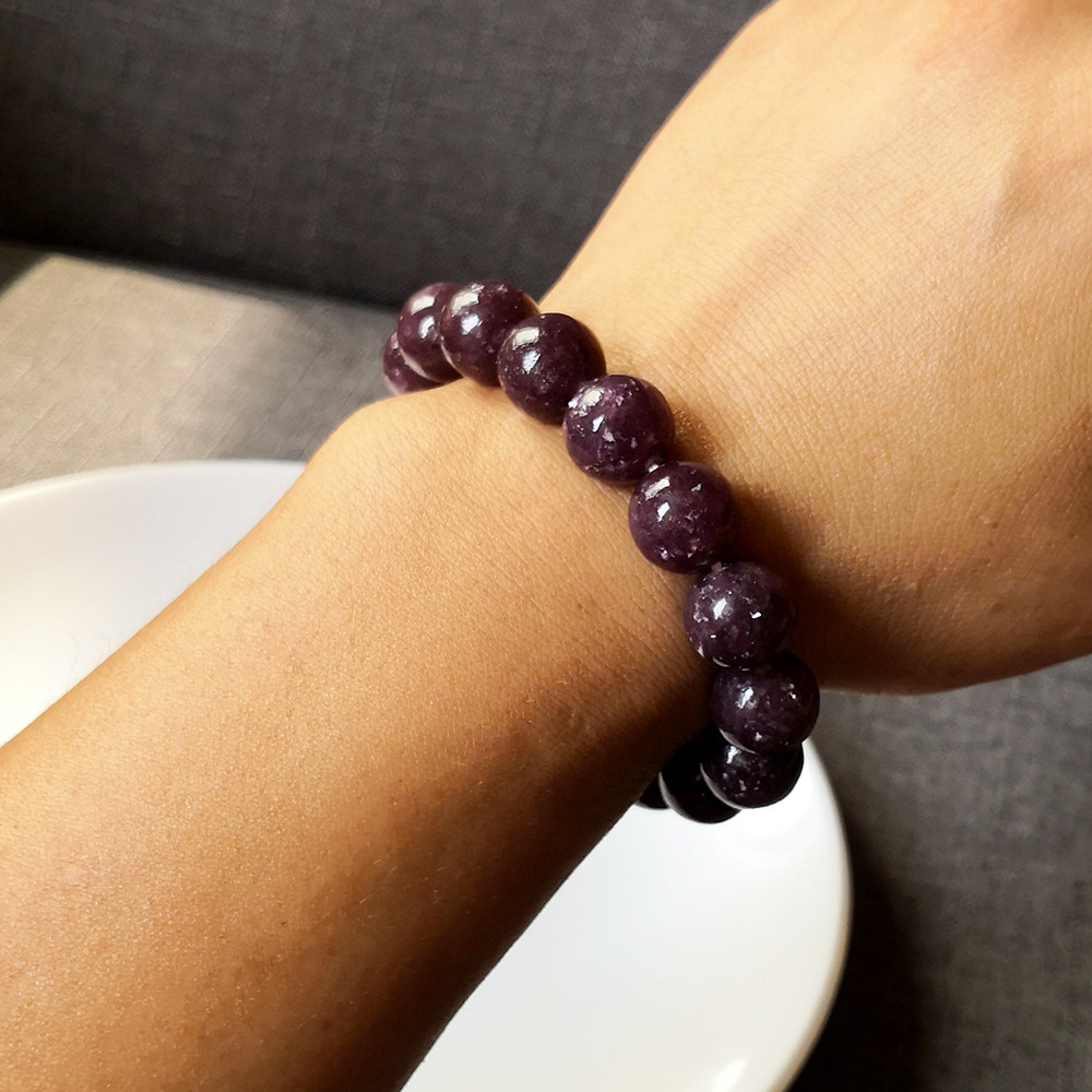 紫锂云母天然石手串女友闺蜜礼物diy水晶手链个性手链