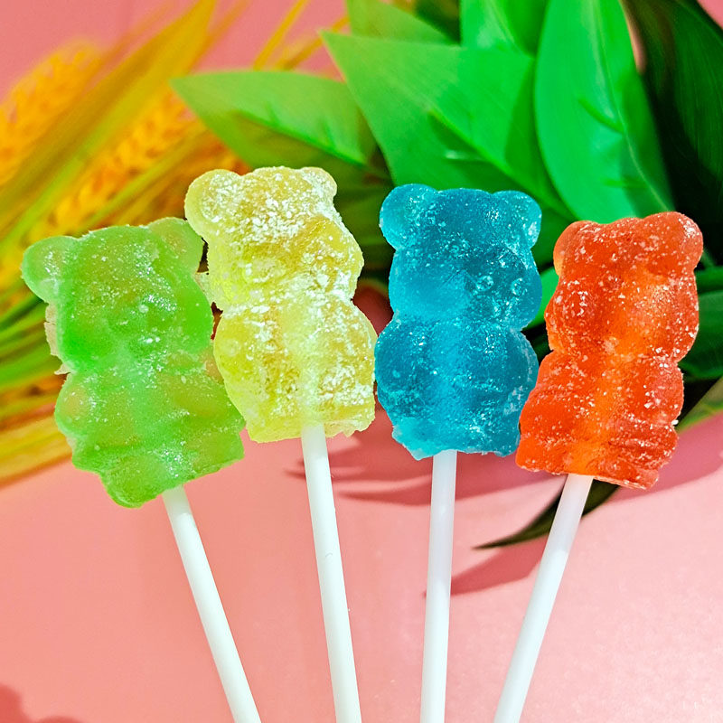 创意迷你熊卡通棒棒棒棒糖糖果果汁软糖60支儿童糖果