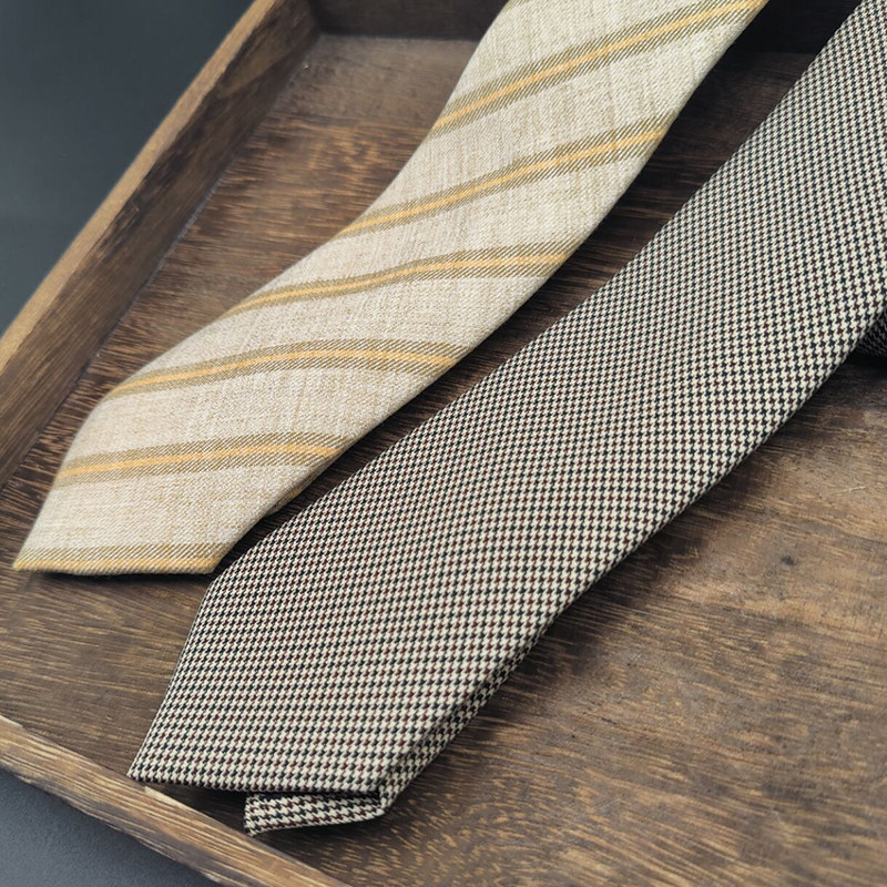 格纹千鸟格威尔士亲王黑色男士复古英伦箭头休闲领带