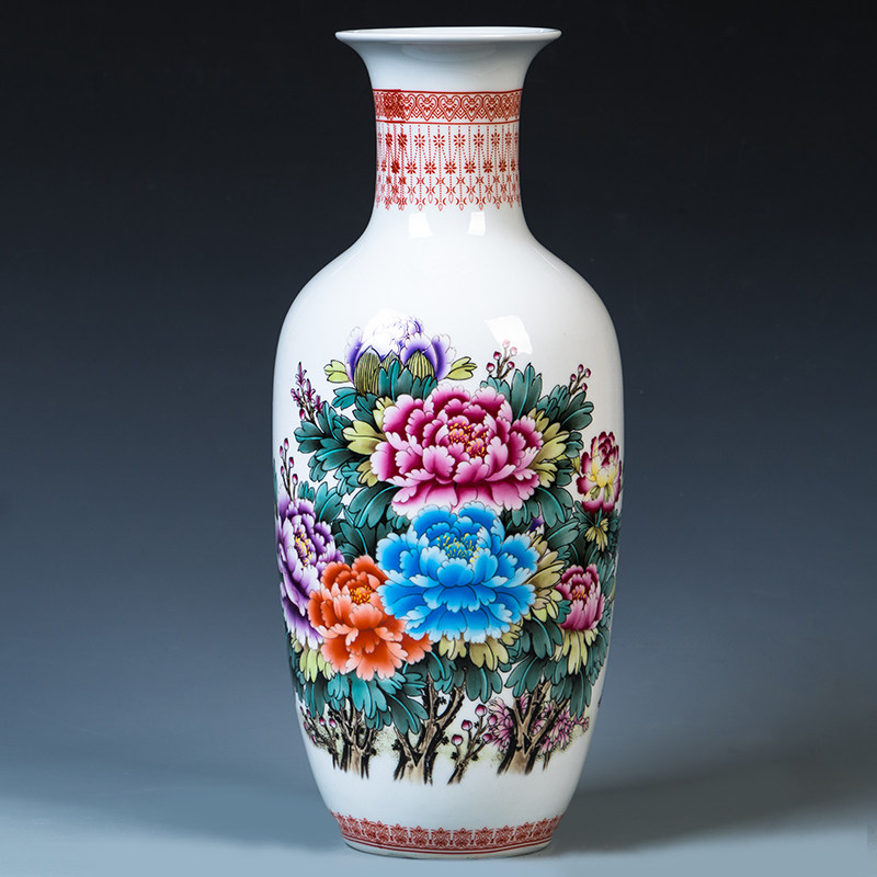大号陶瓷花瓶景德镇粉彩瓷器新中式中式家居客厅新房花瓶