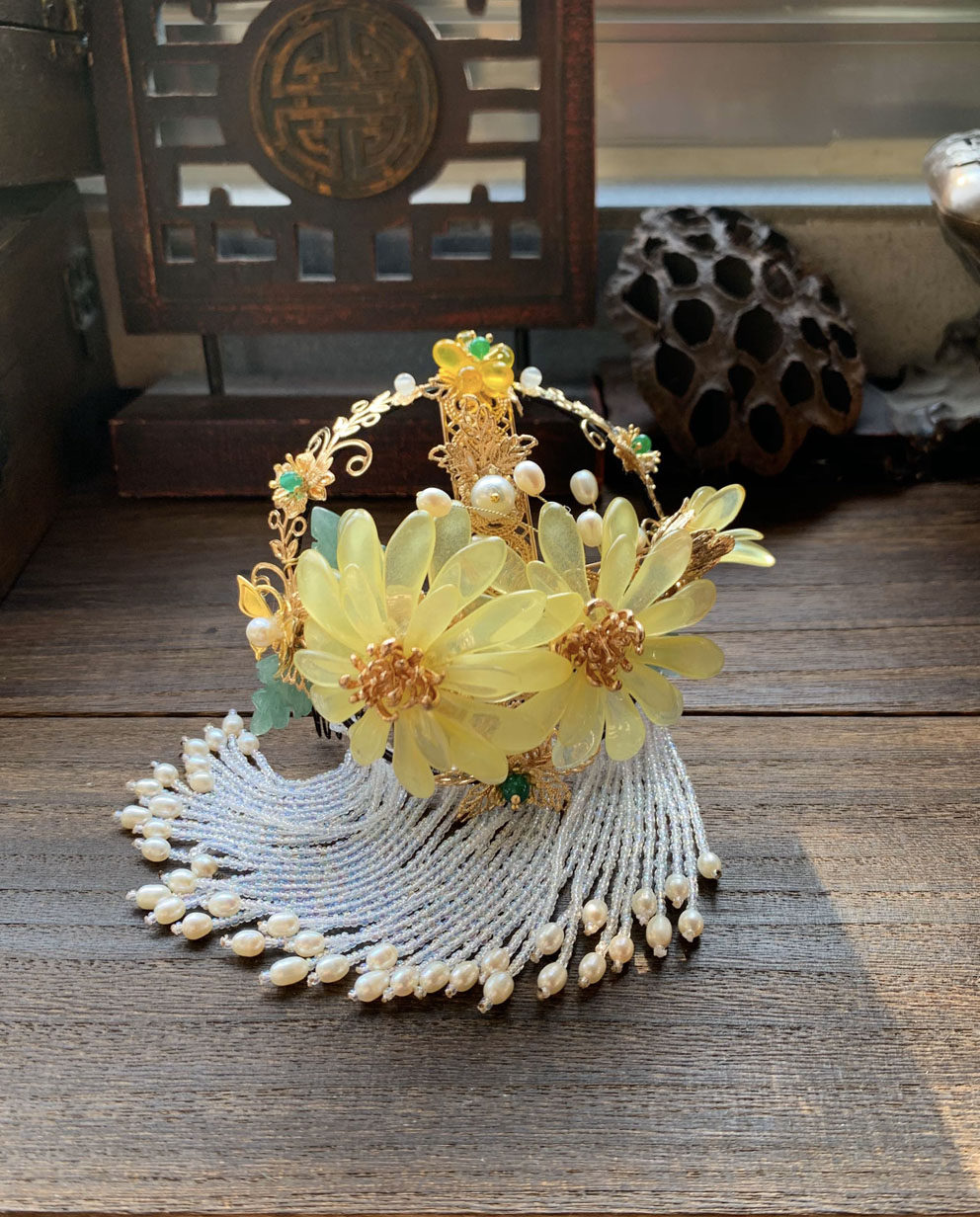 【胭脂扣】琉璃京剧古典帘梳【月夜-望江犹唱】发簪子长流苏汉服