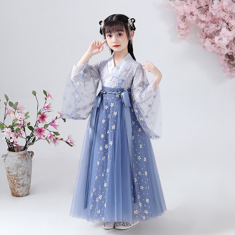 儿童汉服女童古装春装长袖礼服仙女春秋秋装唐装