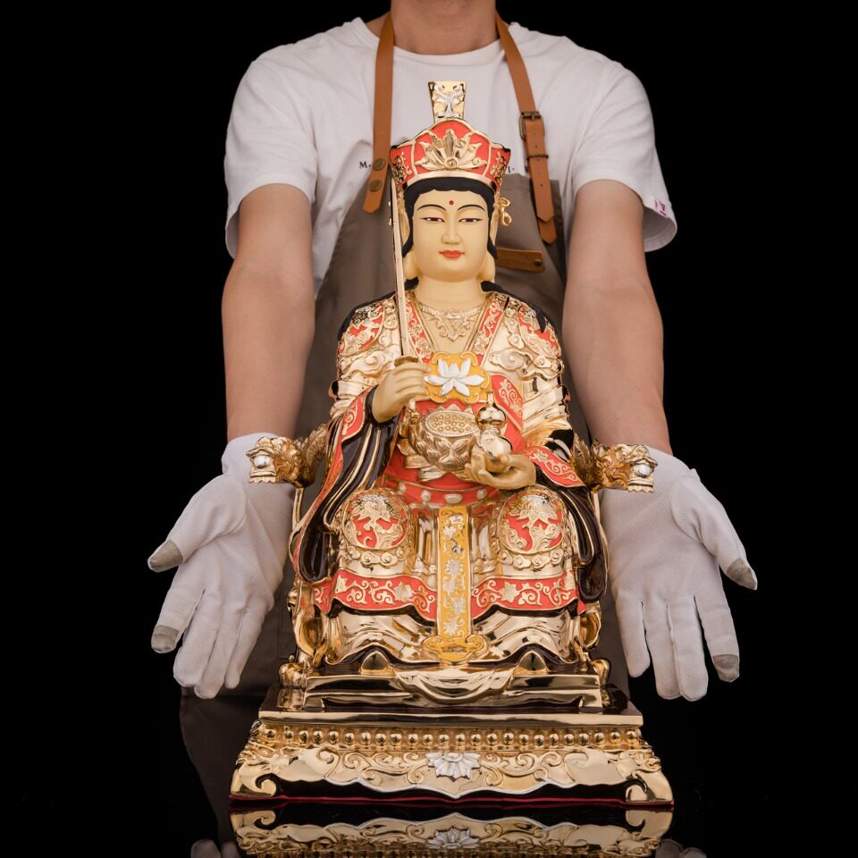 台湾鎏金纯铜九天玄女九天玄女娘娘神像九天圣母道教术数神像