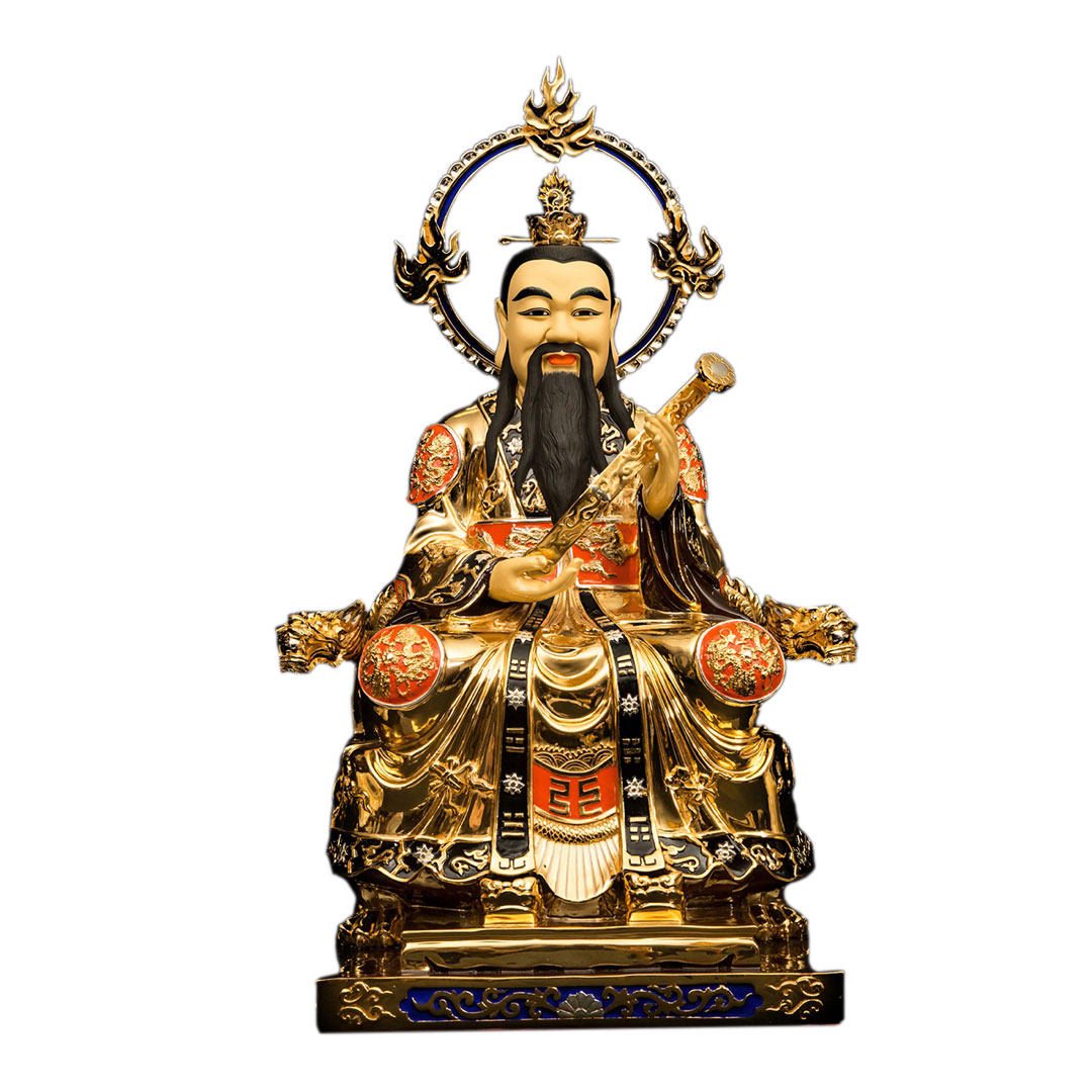 台湾全铜鎏金灵宝天尊通天教主主神像上清道摆件