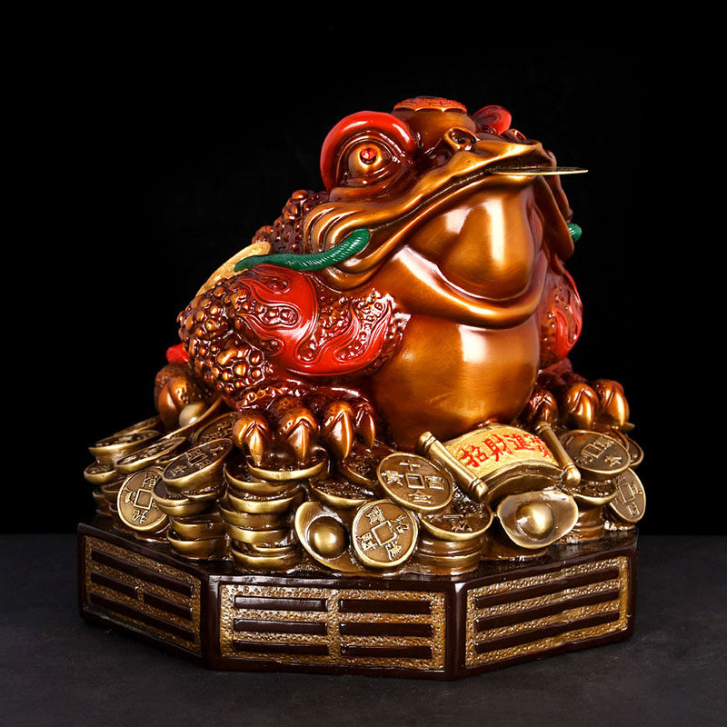 彩绘金蟾摆件八卦金蝉三足蟾蜍店铺办公开业装饰摆件