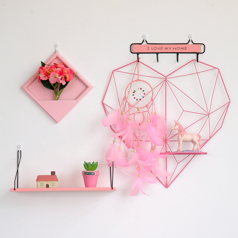 粉色墙面装饰少女卧室墙上房间装饰品ins家居壁饰