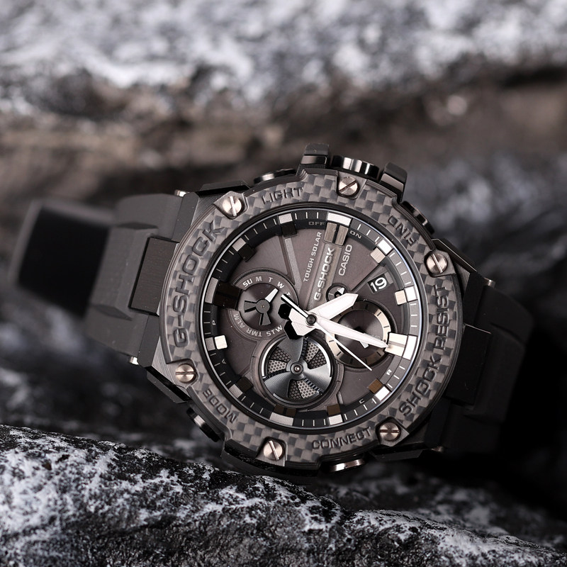 卡西欧gsteel钢铁之心防水运动休闲手表太阳能蓝牙gstb1001a日韩腕表