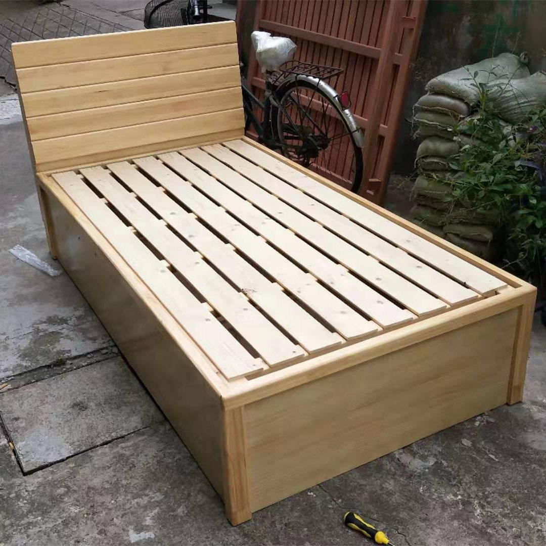 松木实木送货上海木色床原15箱木床储物箱子实木床