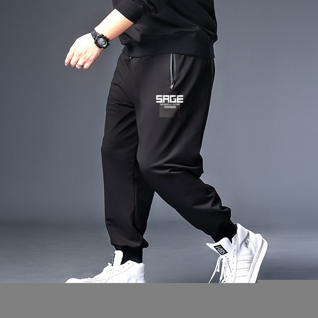 Add fat to increase sports pants men's large size fat fat people loose trendy foot trousers fat spring and autumn casual pants Add fat to increase sports pants men's large size fat fat people loose trendy foot trousers fat spring and autumn casual pants