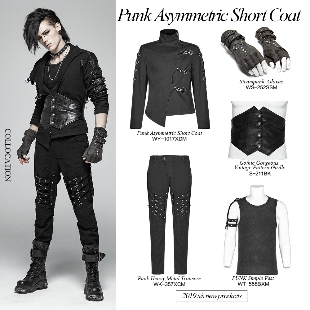 punkravepr朋克状态男装不对称短外套暗黑个性夹克