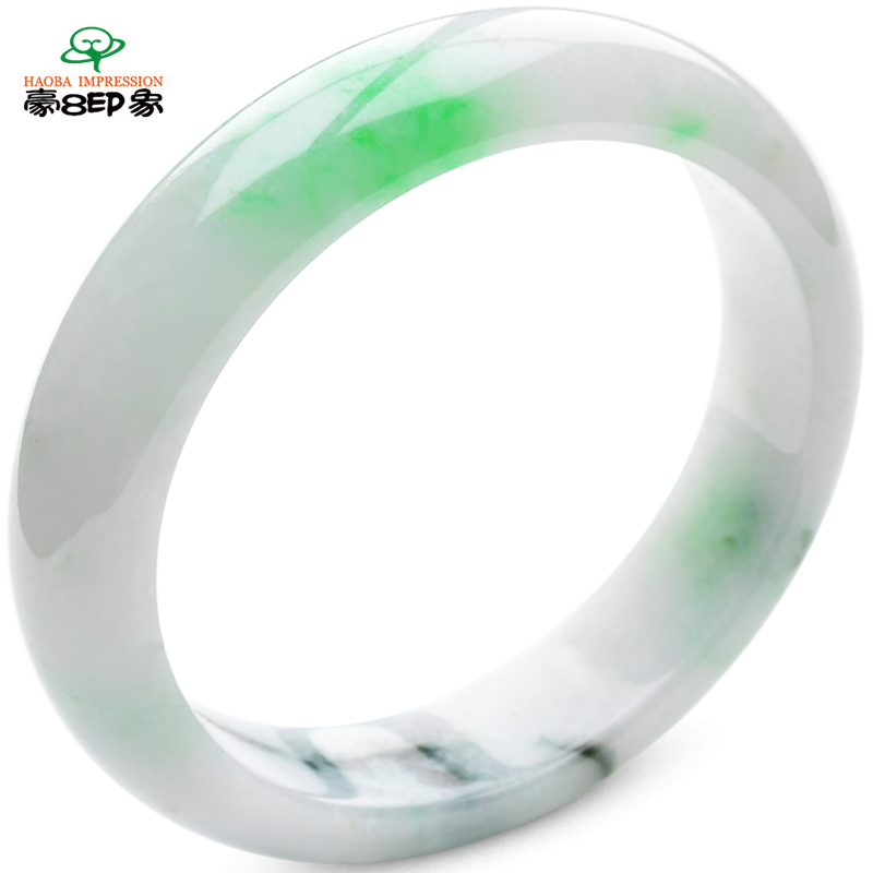 手镯带翠白底老坑缅甸581mm翡翠天然珠宝m1931手镯