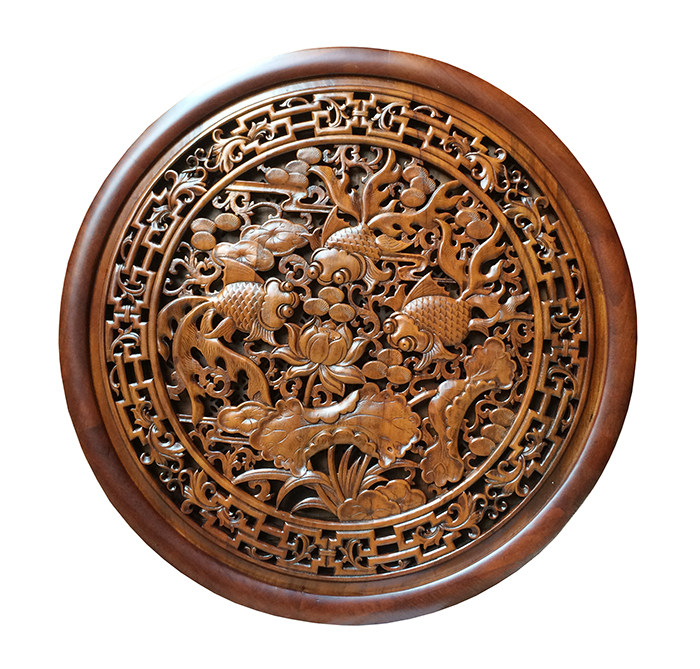 明清古典中式仿古装修东阳木雕圆形挂件香樟木雕