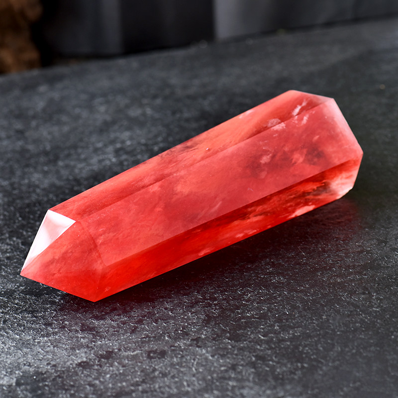 开光6a天然红水晶柱顶梁柱转运柱风水摆件供佛堂灵修冥想打坐