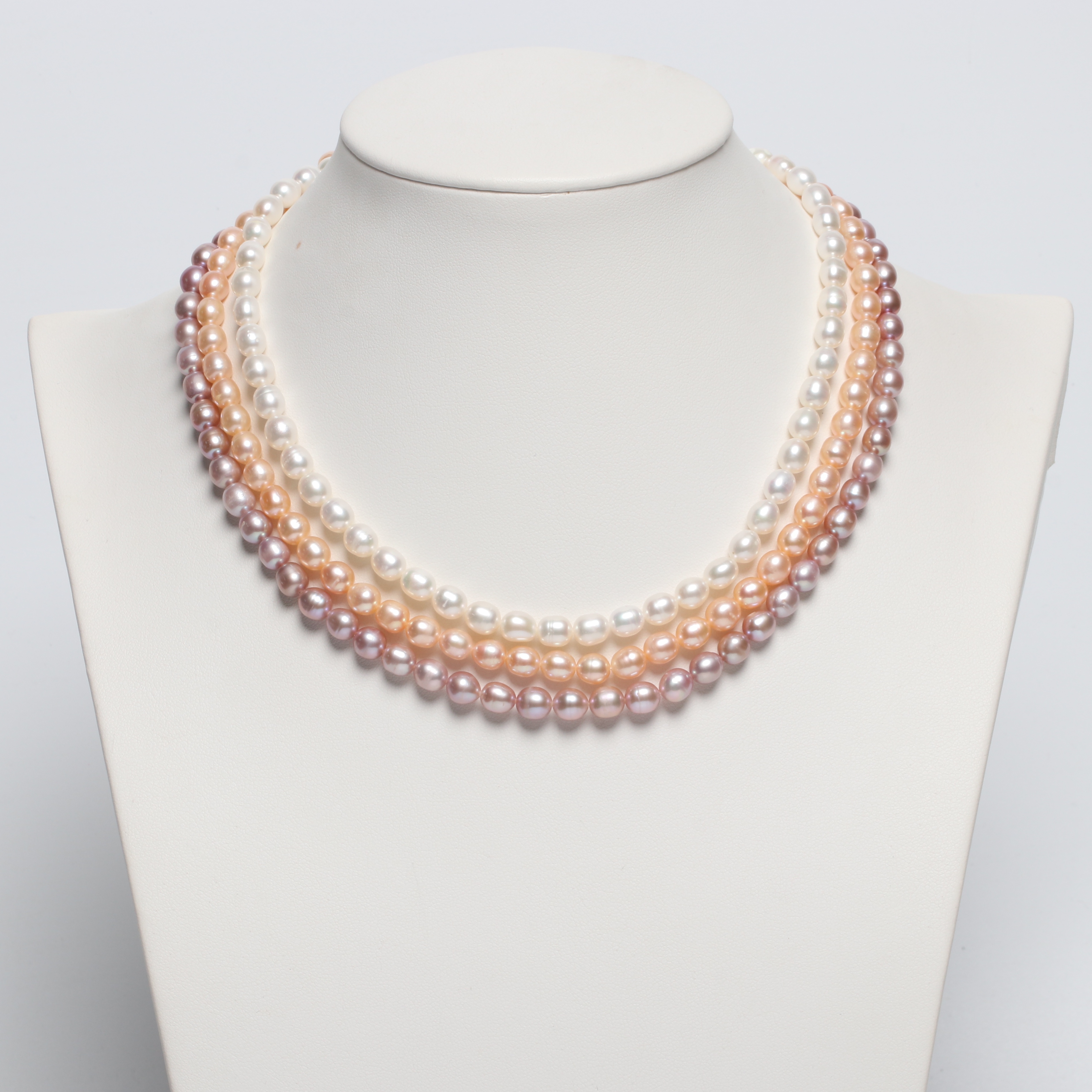 天然珍珠项链67mm淡水米形强光微瑕送礼自戴颈饰