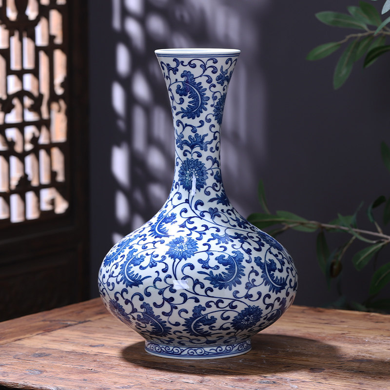 景德镇陶瓷器釉下仿古手绘青花瓷花瓶现代中式古典花瓶