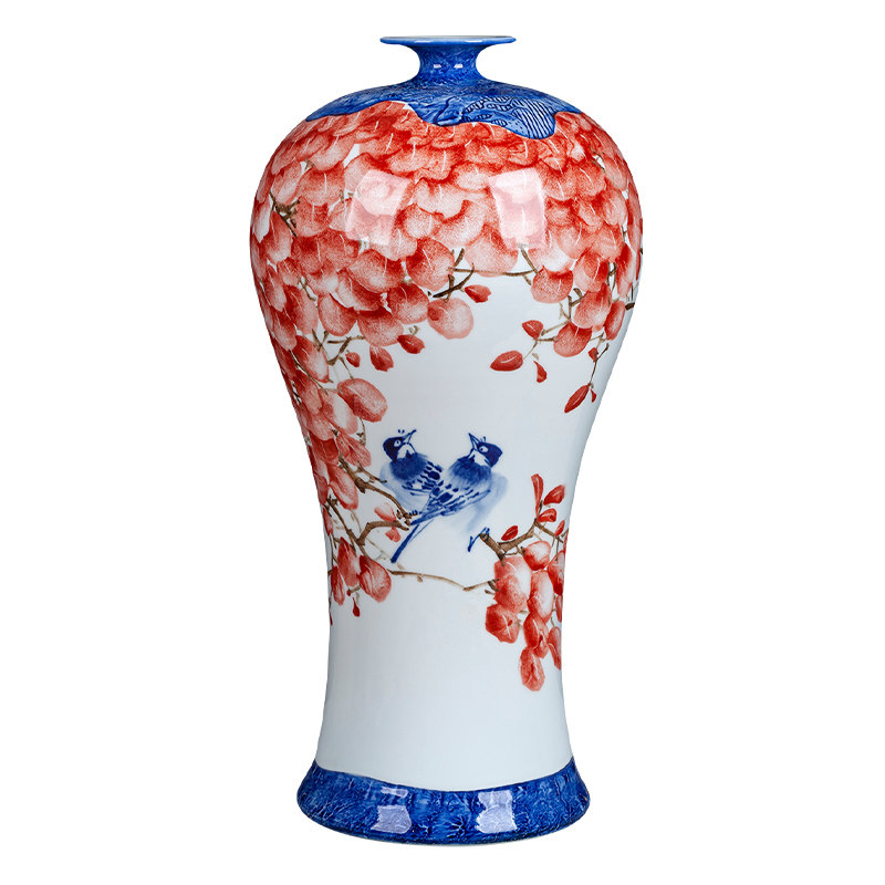 摆件景德镇陶瓷器手绘大号梅瓶落地新中式中式家居花瓶