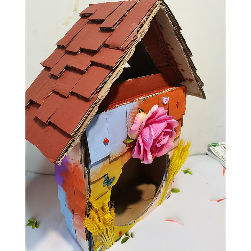 废旧利用变废为宝手工牛奶盒子鸟窝纸箱鸟笼灯笼手工创意粘贴类