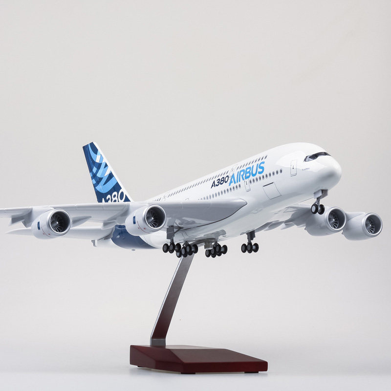 轮子带灯空客a380飞机模型原型机民航客机仿真飞机模型