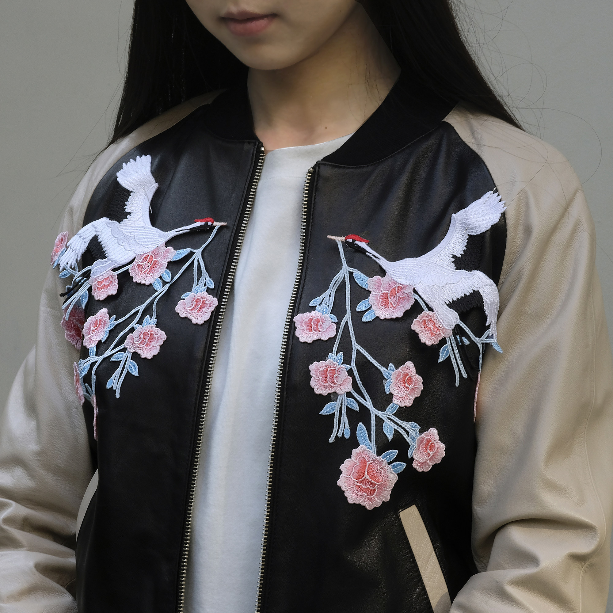 雪鹤送暖领绣水溶仙鹤布贴电脑刺绣衣服补丁布贴