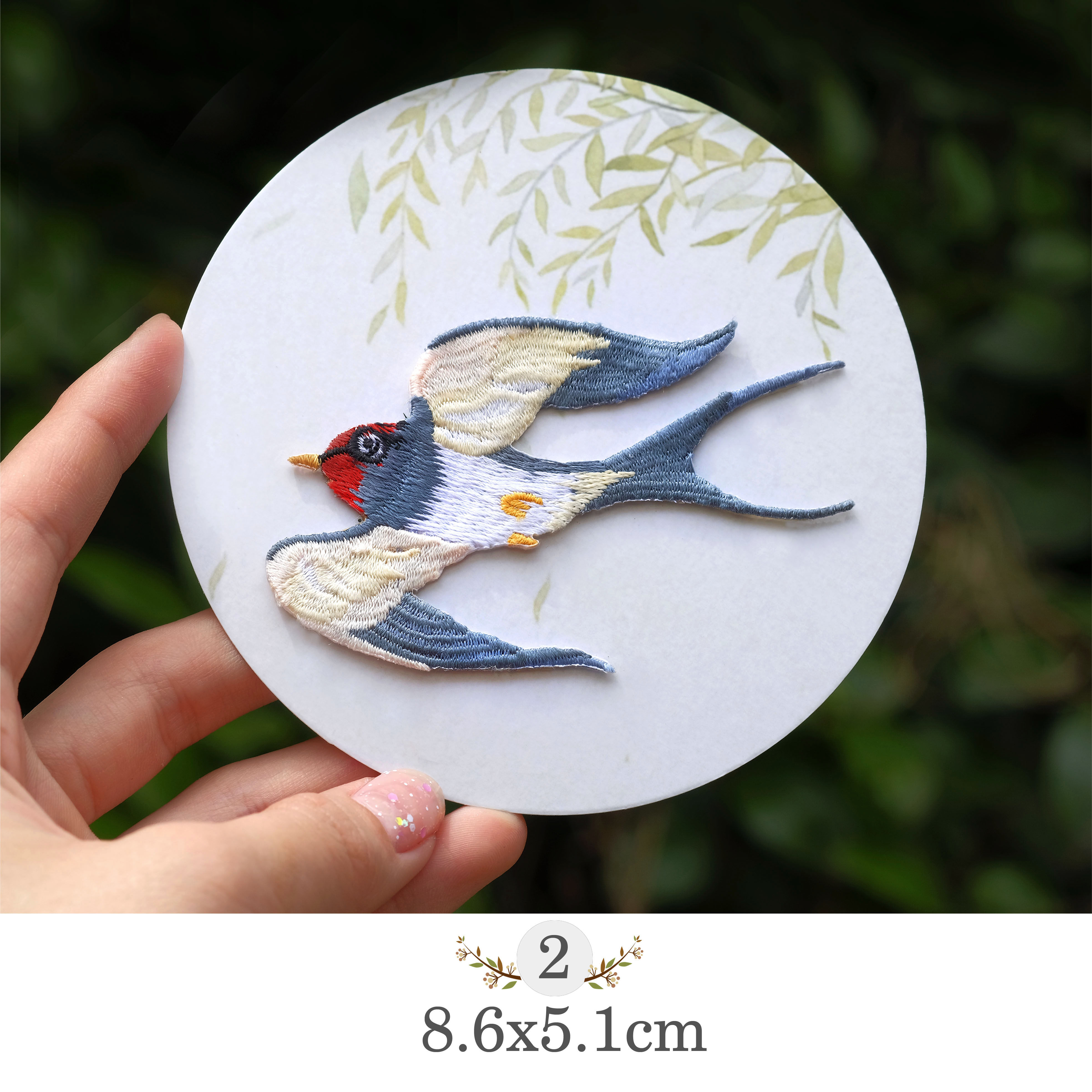 刺绣燕子布贴中国风民族元素补丁diy服装辅料装饰布贴