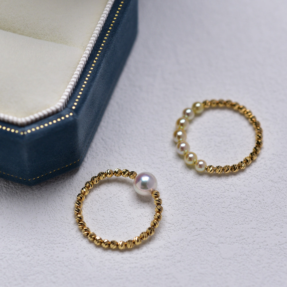 君祺豆豆指环戒指珍珠海水akoya镭射金豆豆新款手饰