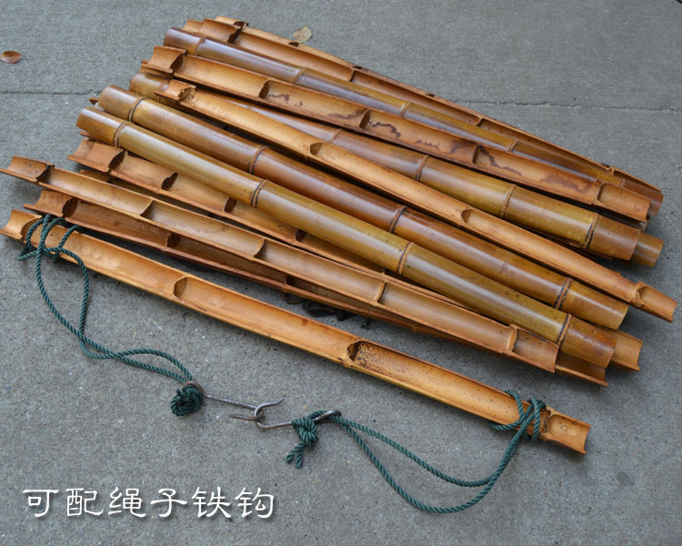 湘西特产竹扁担 棕绳 竹制品手工竹器舞蹈道具园林用品送绳子铁钩
