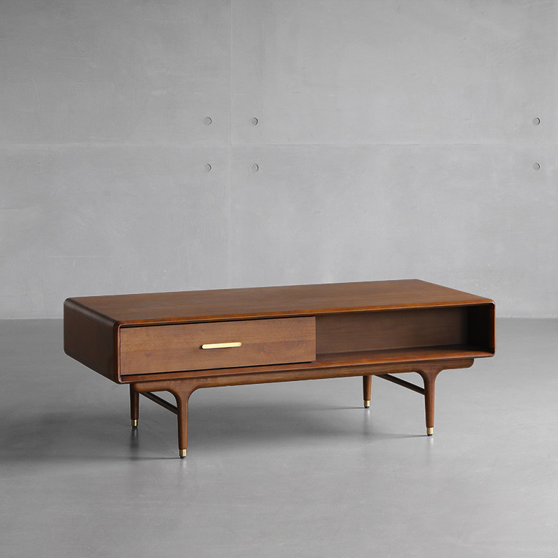 北欧表情norhor日式中古工业进口实木e10抽屉茶几