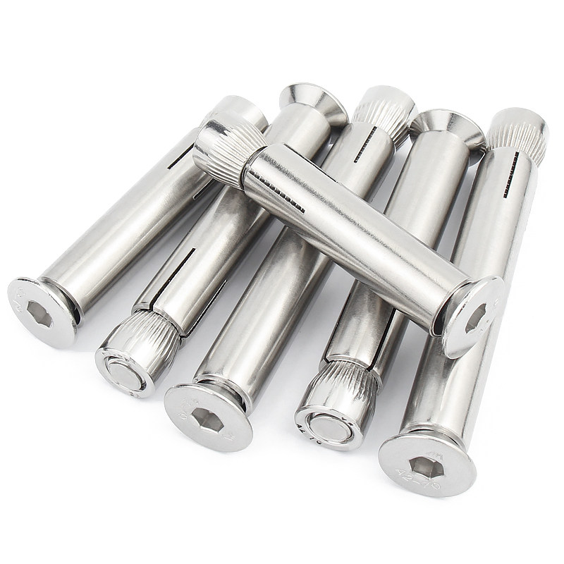 不锈钢六角膨胀螺丝沉头加长拉爆内膨胀管平头内置式膨胀螺栓