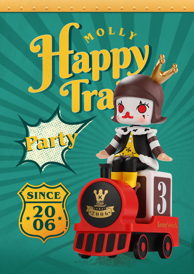 99包邮popmart泡泡玛特molly开心火车派对系列盲盒可爱潮玩盲盒