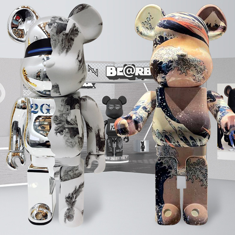bearbrick暴力熊积木熊手办客厅摆件小号梵高千秋星空潮玩盲盒