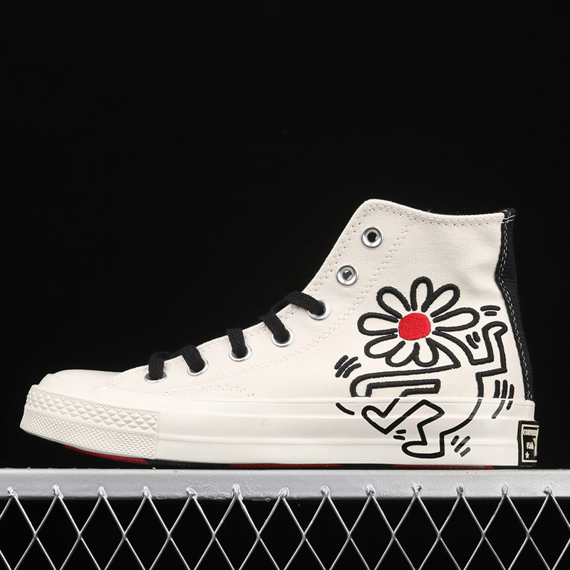 正品匡威keithharingconverseallstar联名男女刺绣板鞋