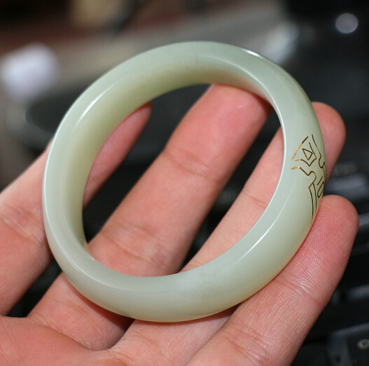 新疆和田白玉籽料老料错金手镯xx07手饰