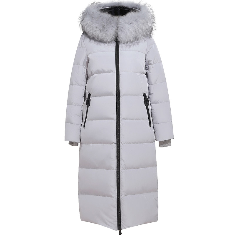 千仞岗军绿色羽绒服女加厚长款真貉子毛时尚大毛领反季大牌清仓