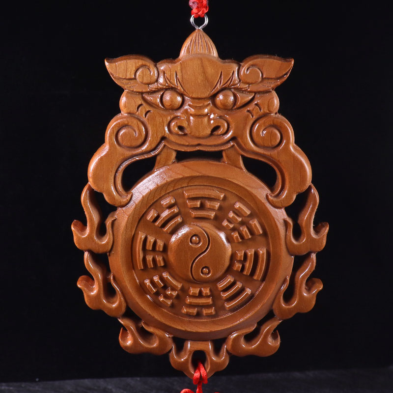 桃花桃木挂件七星平安镇和合镇姻缘镇摆件风水令挂车挂