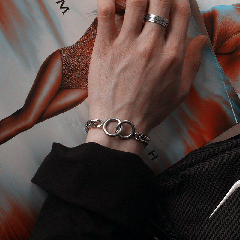 masked foxes通体钢制潮人双环手链