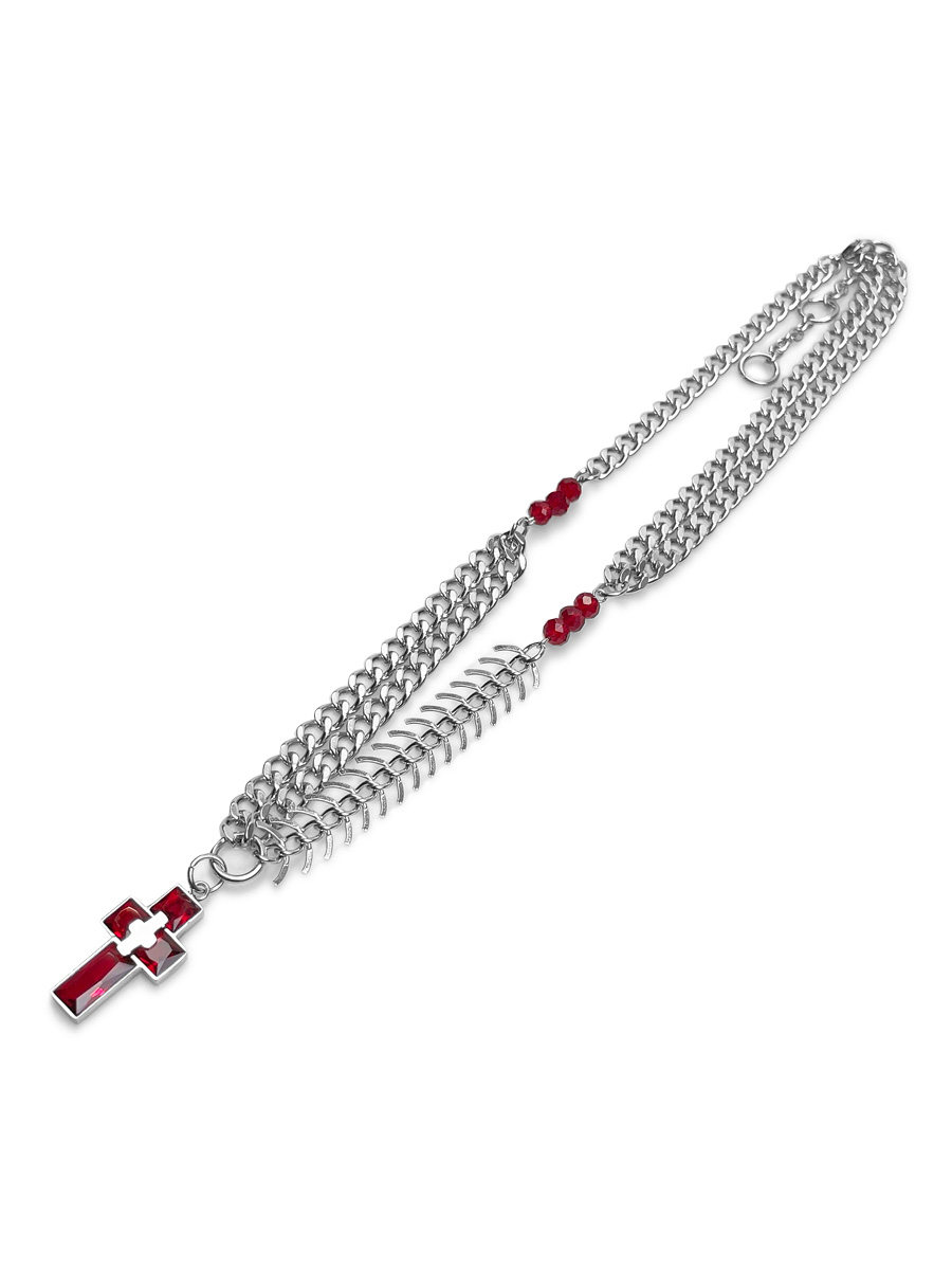 maskedfoxes红宝石十字架拼接项链高级简约百搭潮牌时尚饰品项链