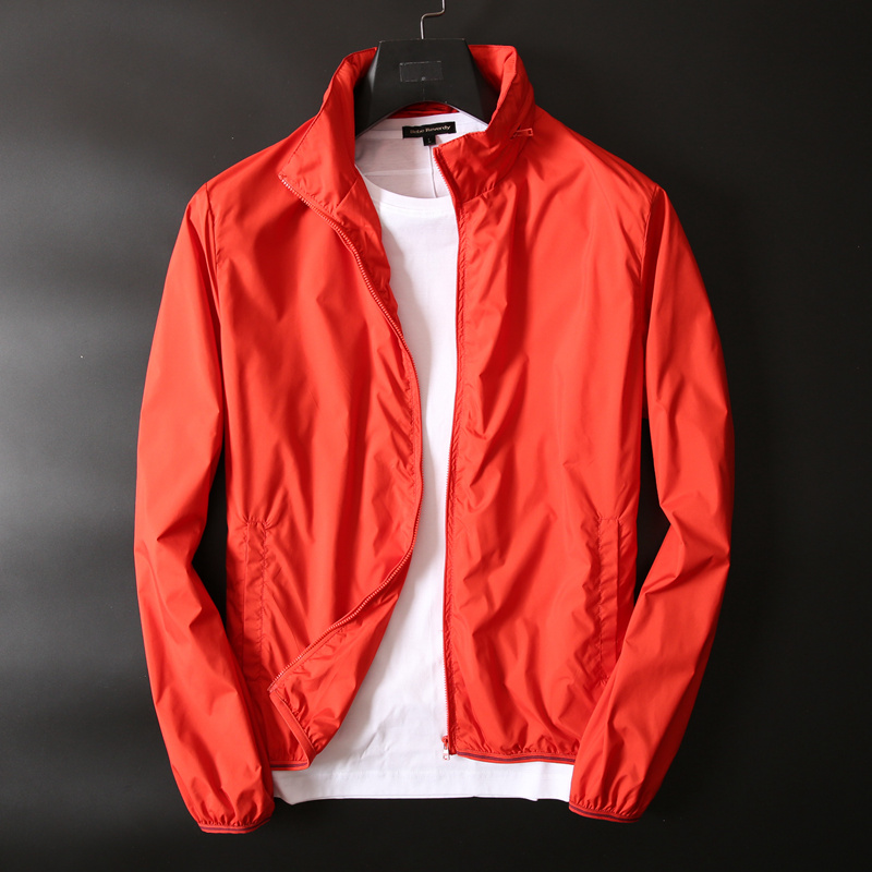 现货发售 可收连帽春秋男士休闲茄克外套 男修身薄款立领夹克外套