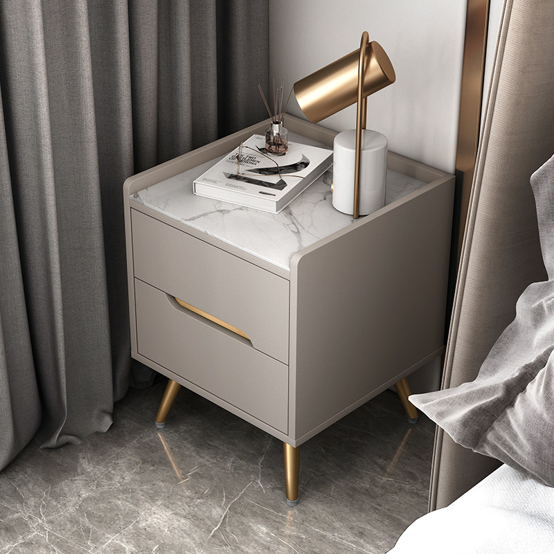 轻奢岩板床头柜小型卧室简约现代北欧床边柜小床头柜