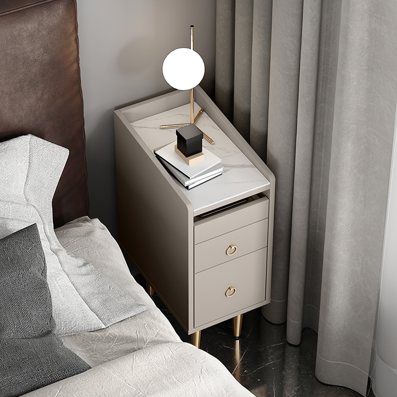 床头柜现代简约轻奢卧室床边柜子网红ins风超窄岩床头柜