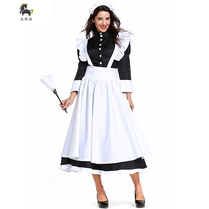 德国佣人服黑白色长裙男女同款法国女仆装英国风电影角色管家服