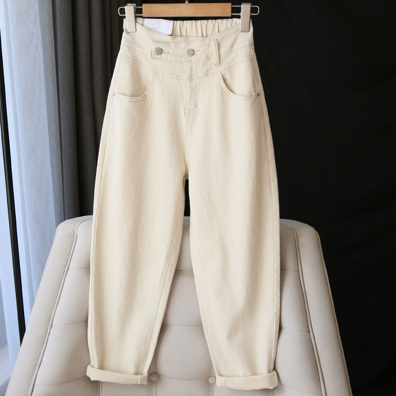 梨形身材福音！巨显瘦米白色牛仔裤女高腰宽松直筒老爹裤子春夏潮