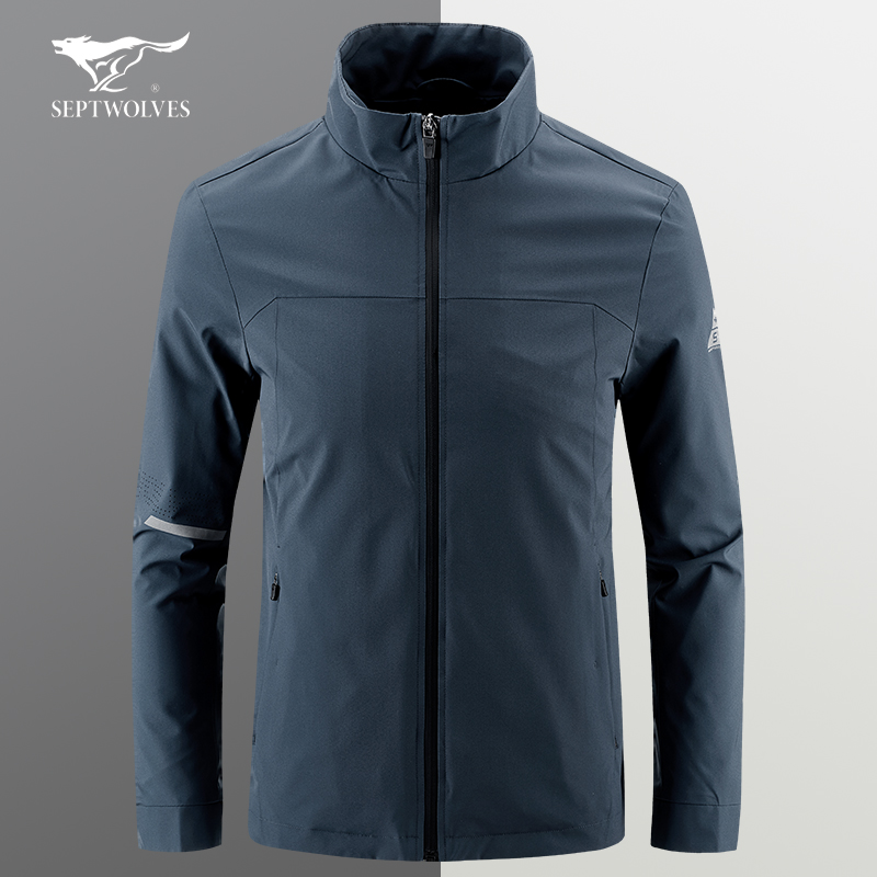 七匹狼外套男春秋季2021年新款潮流休闲修身运动青年立领夹克上衣