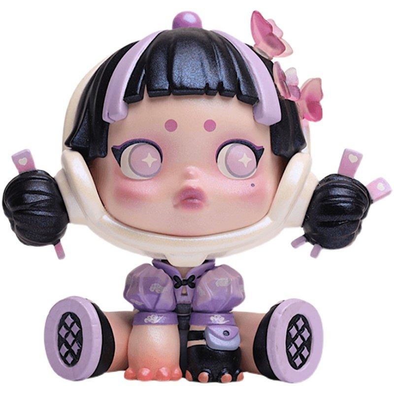 泡泡玛特skullpanda蝴蝶小姐手办限量量大娃公仔摆件女友潮玩盲盒