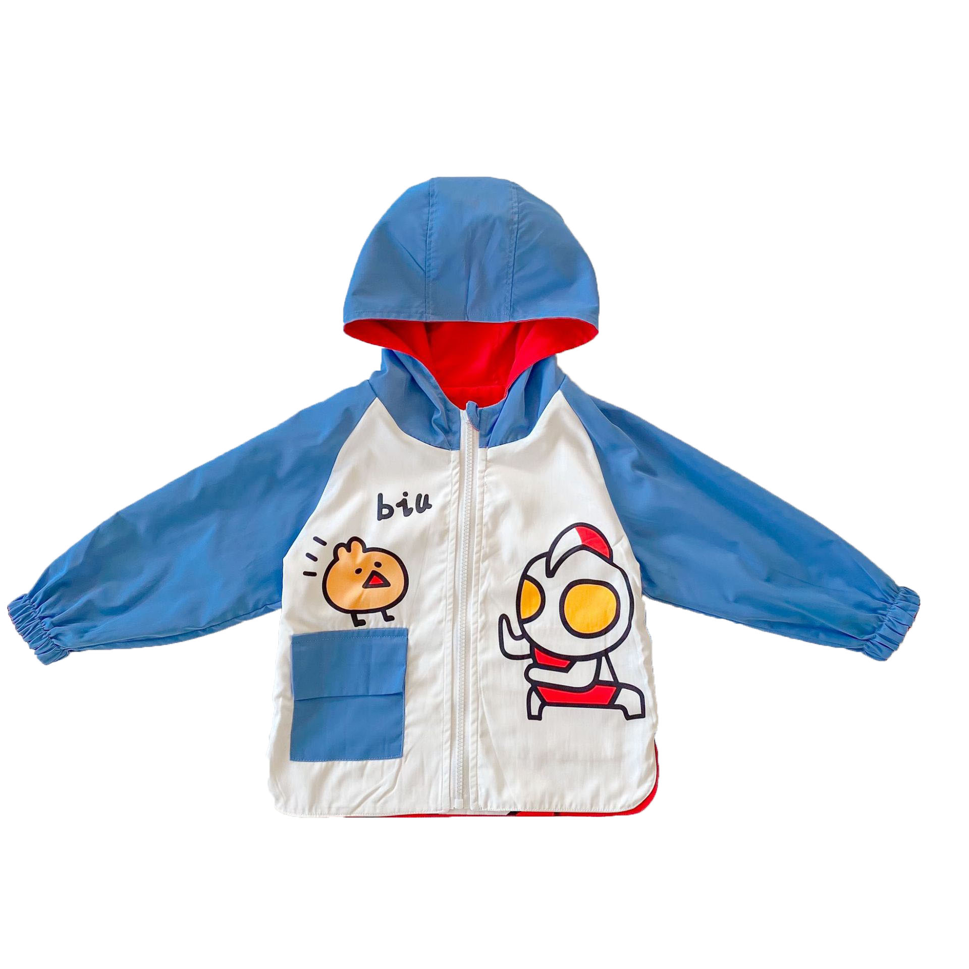 男童风衣咸蛋超人两面儿童奥特曼衣服女童卡通外套夹克