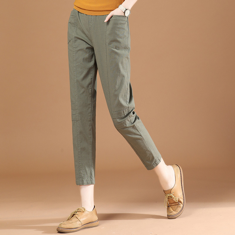 韩潮袭人女士休闲裤显瘦百搭2022春秋新款韩版宽松哈伦九分裤子薄
